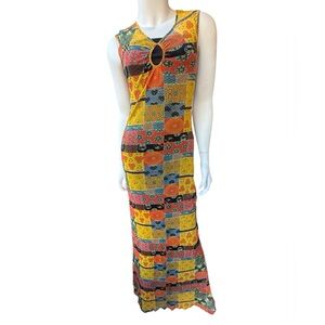 RARE Vintage 80’s VIVIENNE TAM sleeveless mesh maxi dress w/ original slip sz 1